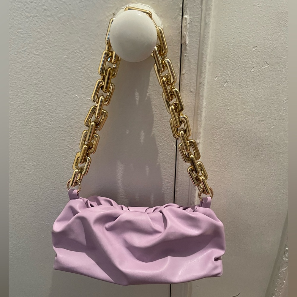 Purple gold chained purse